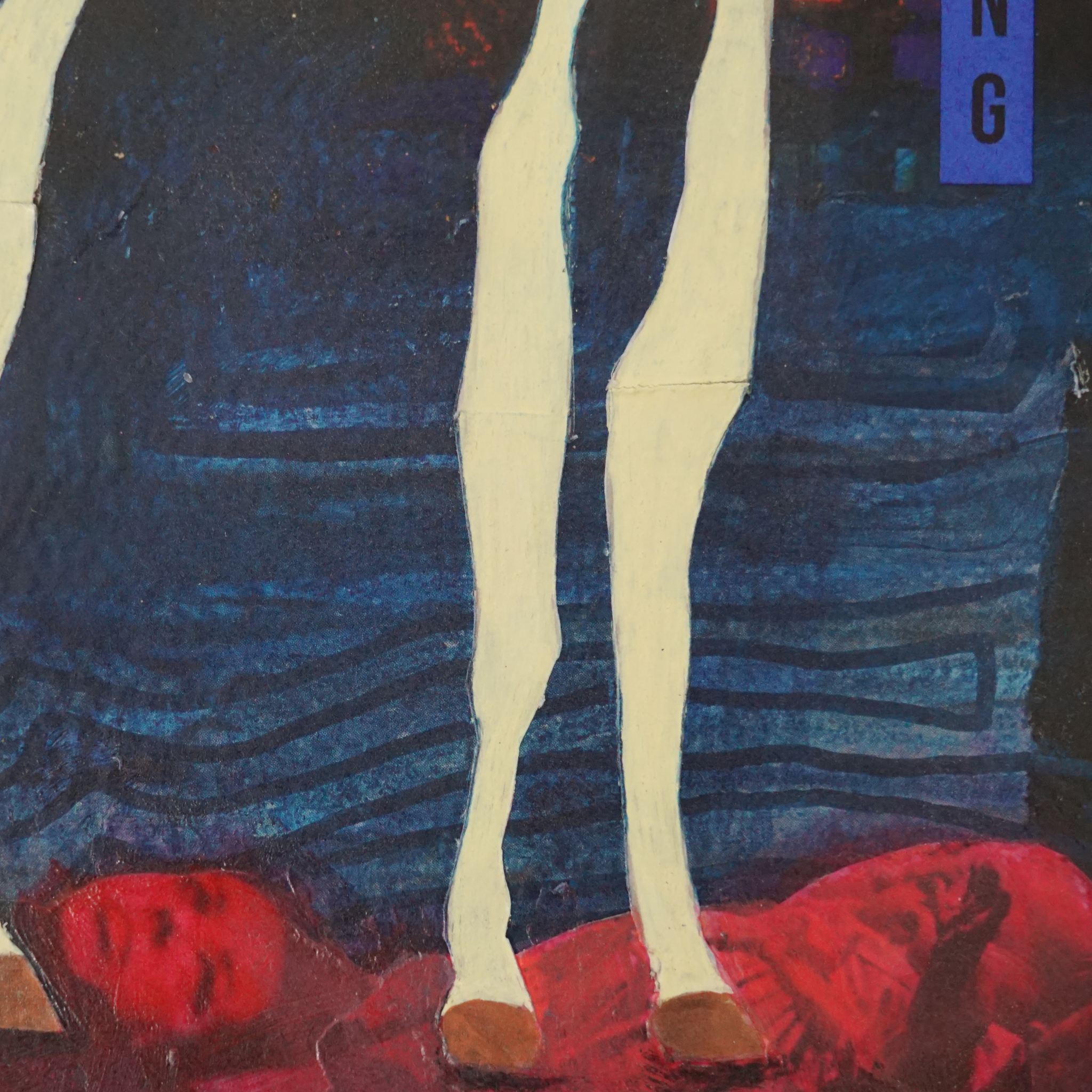 Detail of collage with abstract elements and horse legs