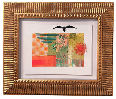 Framed artwork with a textured gold frame