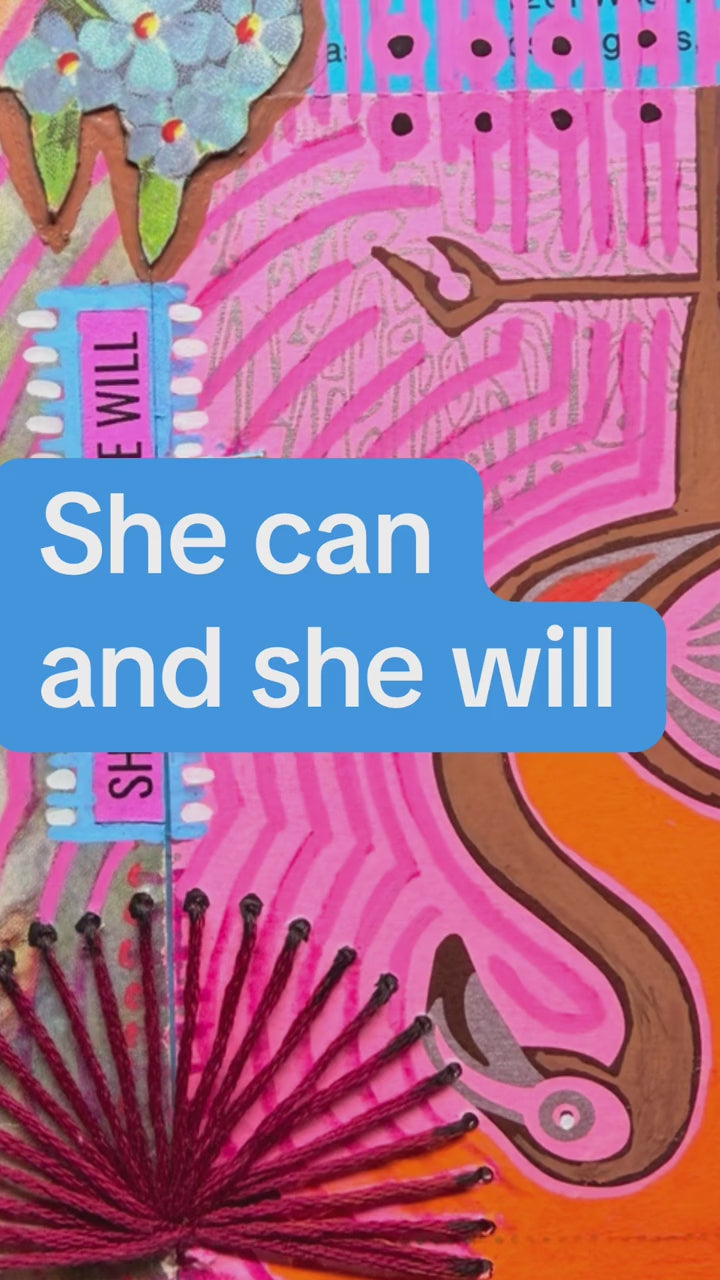 Load video: Mixed media collage artwork in progress video